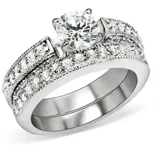 5X016 - Rhodium Brass Ring with AAA Grade CZ in Clear - Femstylo