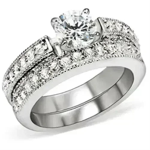 5X016 - Rhodium Brass Ring with AAA Grade CZ in Clear - Femstylo