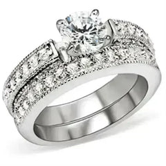 5X016 - Rhodium Brass Ring with AAA Grade CZ in Clear - Femstylo