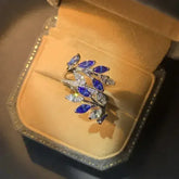 High Carbon Diamond Flower Cluster Vine Surround Ring - Femstylo