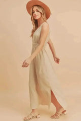 Aemi + Co Side Slit Round Neck Sleeveless Tank Dress - Femstylo