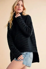 Aemi + Co Asymmetrical Side Slit Turtleneck Sweater - Femstylo