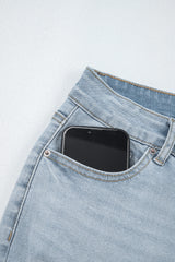 Beau Blue Mid Rise Ankle-Length Distressed Skinny Jeans