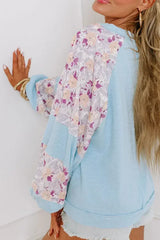 Floral Patchwork Blouse - Balloon Sleeve Top | Femstylo - Femstylo