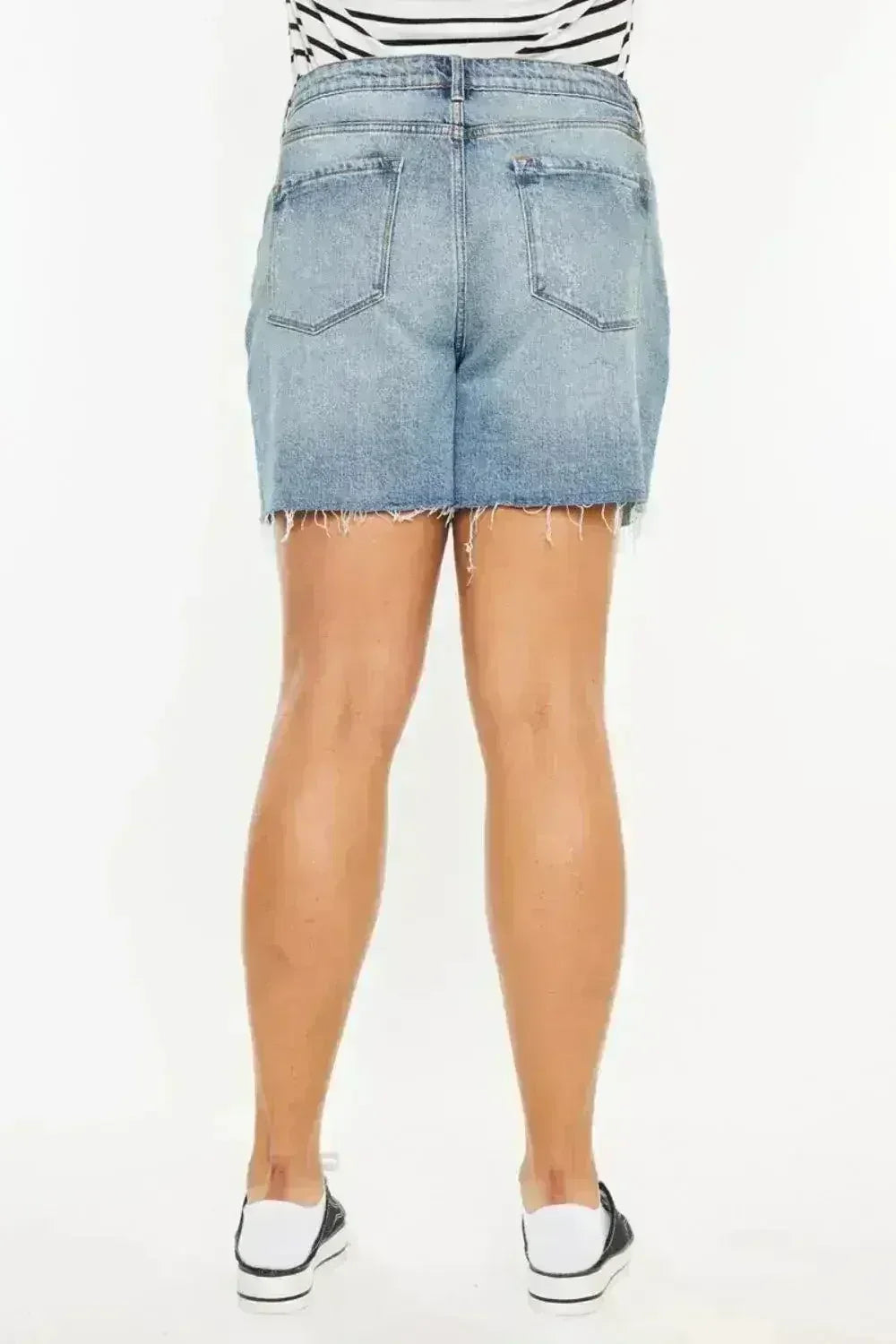 Kancan Full Size Raw Hem High Waist Denim Shorts - Femstylo