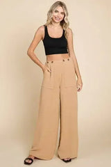 Culture Code Full Size High Waist Wide Leg Cargo Pants - Femstylo