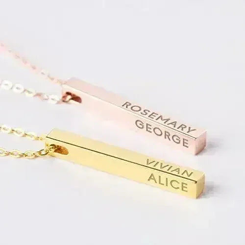 Personalized Mother Necklace, 4 Side Bar Necklace, Kids Names Necklace - Femstylo