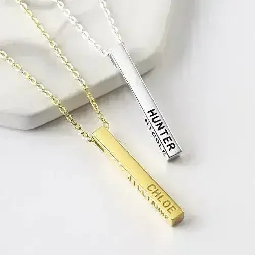 Personalized Mother Necklace, 4 Side Bar Necklace, Kids Names Necklace - Femstylo