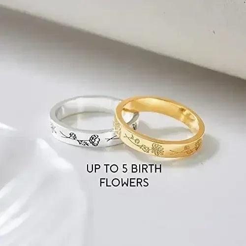 Birth Month Flowers Ring, Family Floral Ring, Gift for Mom,Mother Ring - Femstylo