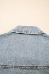 Beau Blue Street Style Zip Up Washed Denim Jacket