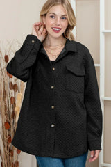 Black Lattice Texture Retro Quilted Shacket – Femstylo