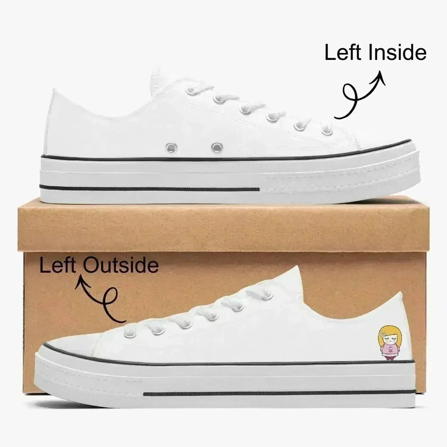 Sue Sue Sweet Low Canvas Shoes-White sole - Femstylo