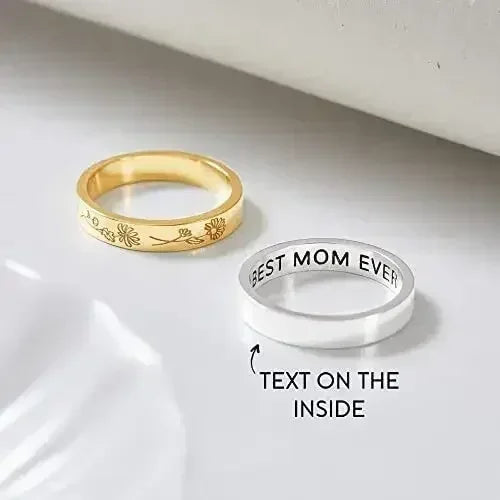 Birth Month Flowers Ring, Family Floral Ring, Gift for Mom,Mother Ring - Femstylo