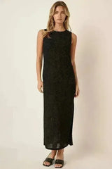 Mittoshop Side Slit Dress – Sleeveless Round Neck w/Slit - Femstylo