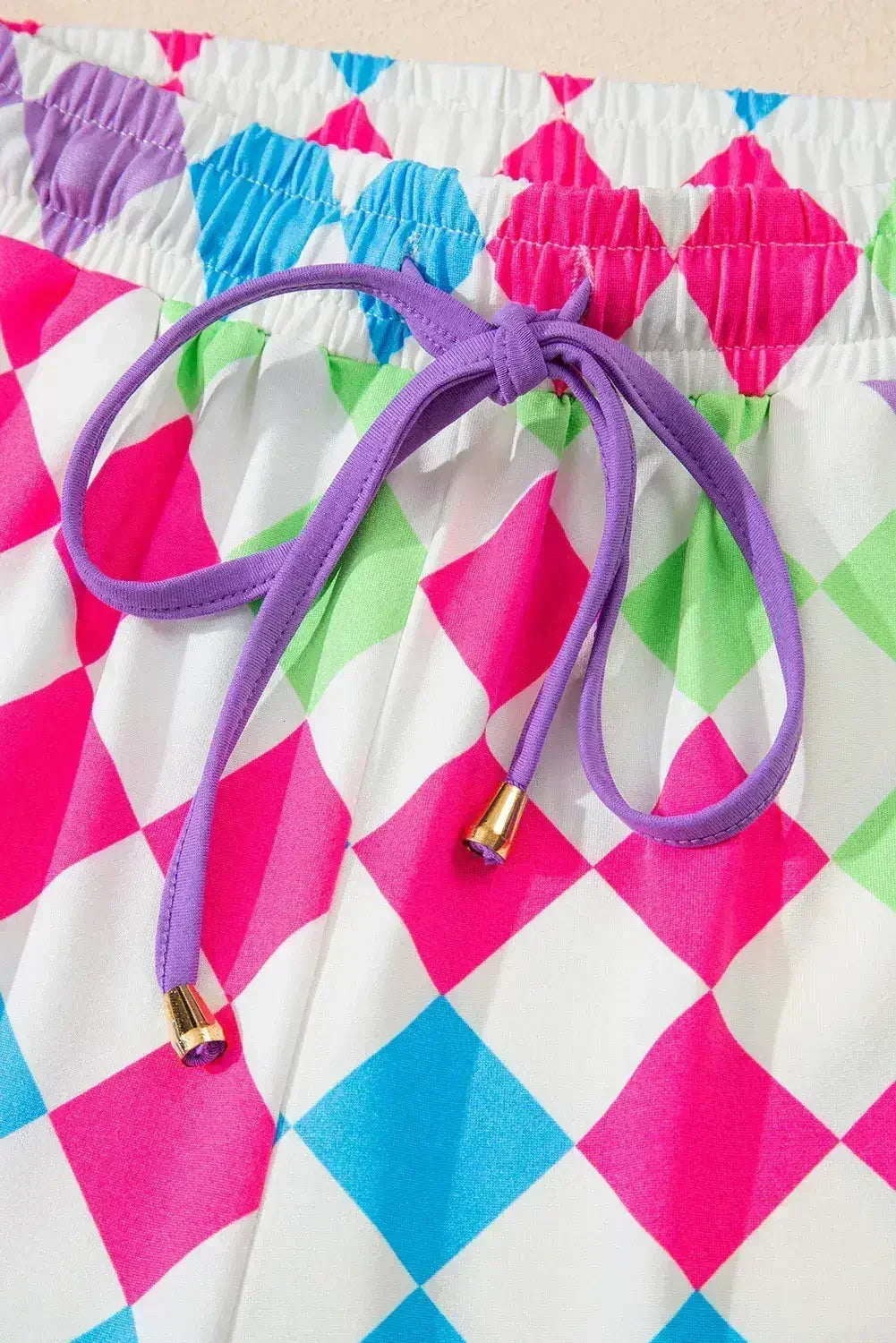 Black Checkered Drawstring Elastic Waist Casual Shorts - Femstylo