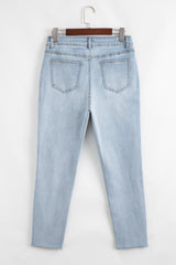 Beau Blue Mid Rise Ankle-Length Distressed Skinny Jeans