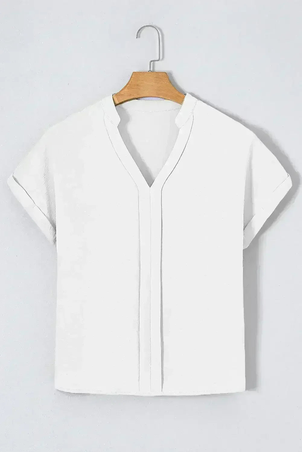 White Notched Neck Batwing Sleeve Blouse | Femstylo - Femstylo