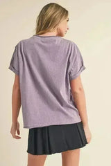 Aemi + Co Exposed Seam Round Neck Short Sleeve T-Shirt - Femstylo