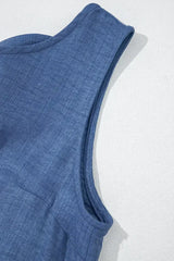 Ashleigh Blue Sleeveless Knot Backless Ruffle Hem Mini Dress - Femstylo