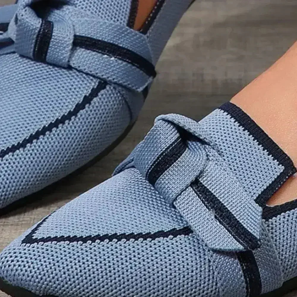 Bow Contrast Trim Point Toe Loafers - Femstylo