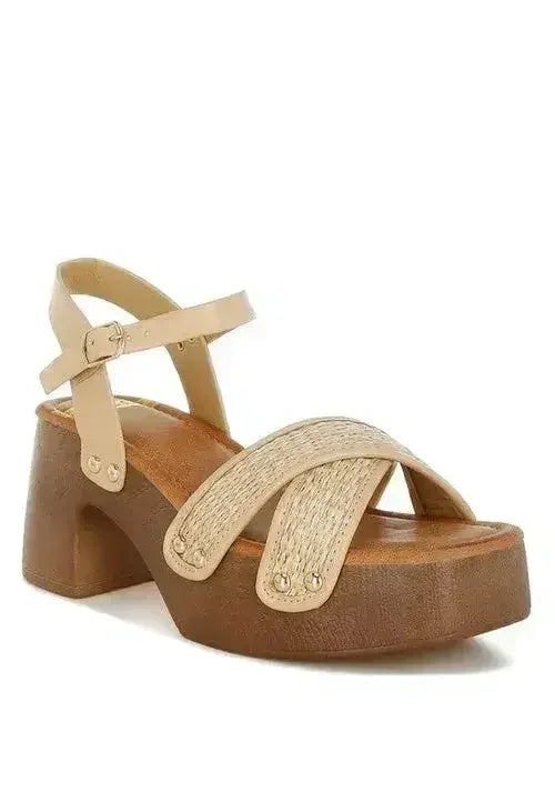 Qasa Studded Raffia Clog Sandals - Femstylo