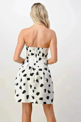 Strapless Printed A-Line Dress - Femstylo