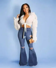 Black gothic style woven crop top women Sexy transparent club - Femstylo