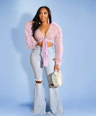 Black gothic style woven crop top women Sexy transparent club - Femstylo