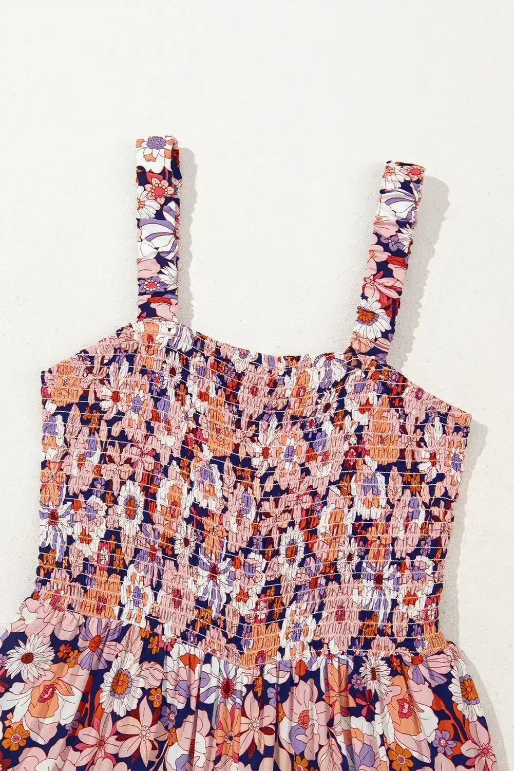 Purple Floral Square Neckline Stretch High Waist Jumpsuit - Femstylo