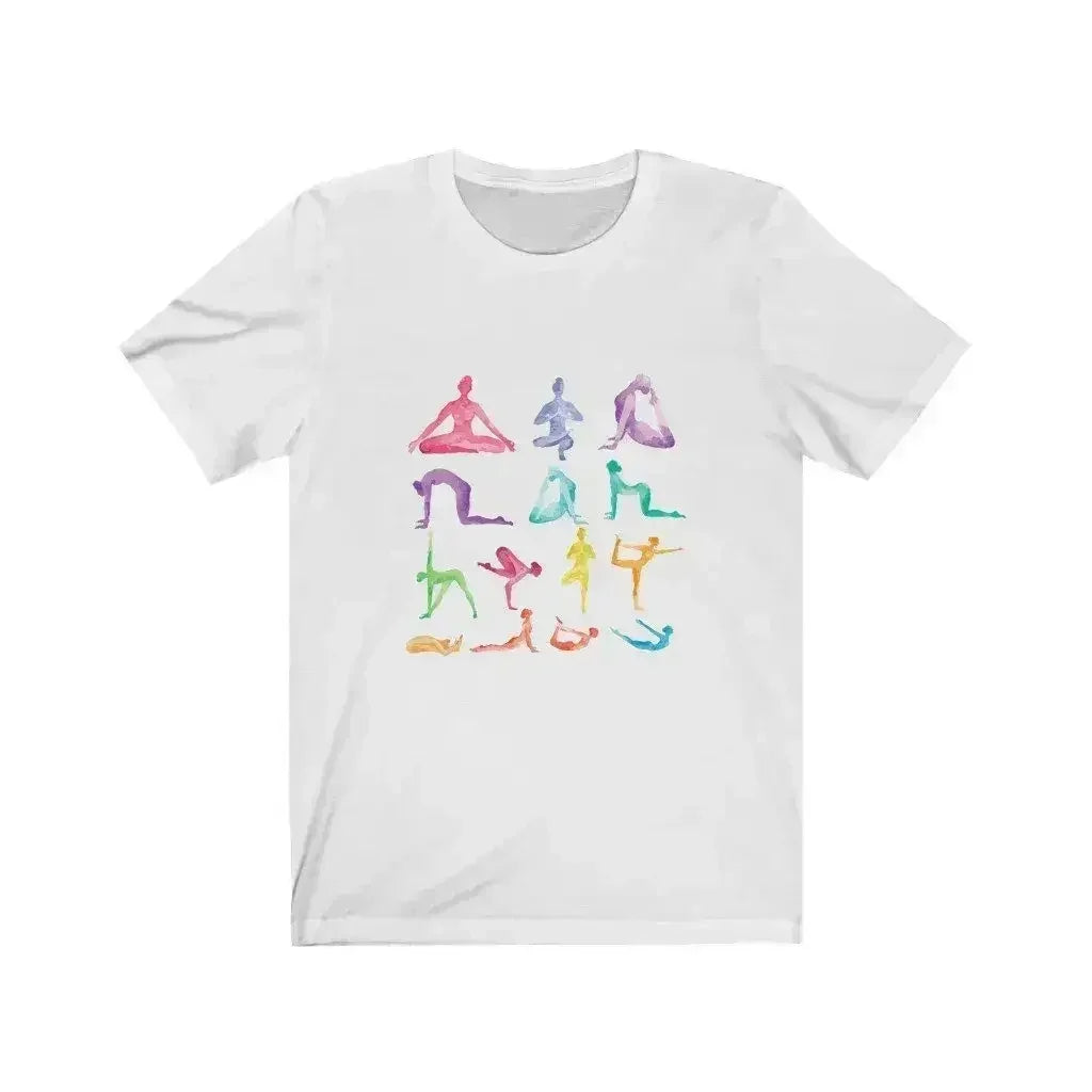Yoga Poses Print Jersey Short Sleeve Tee - Femstylo