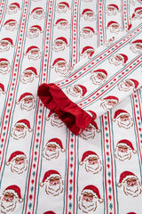 White Christmas Santa Claus Contrast Ruffle Trim Pajama Set
