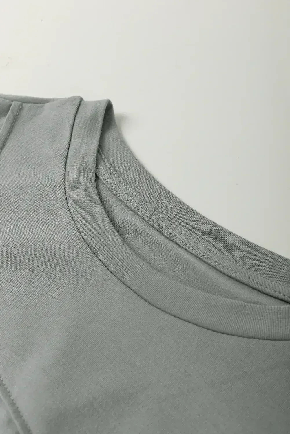 Dirty Blue Solid Color Round Neck T Shirt - Femstylo