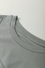 Dirty Blue Solid Color Round Neck T Shirt - Femstylo