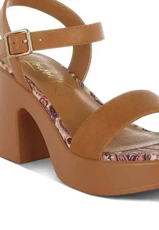 Kolata Faux Leather Pin Buckle Platform Heels - Femstylo