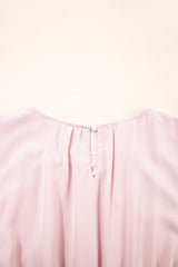 Light Blue Puff Sleeve High Waist Flowy Midi Dress