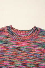 Purple Space Dye Yarn Crew Neck Sweater