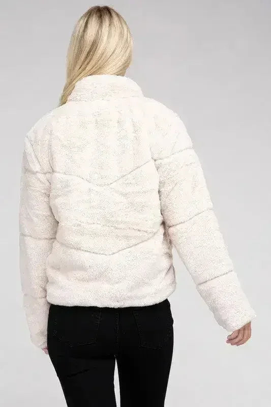 Fluffy Zip-Up Sweater Jacket - Femstylo
