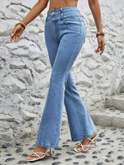 High Waist Flare Jeans with Pockets - Femstylo