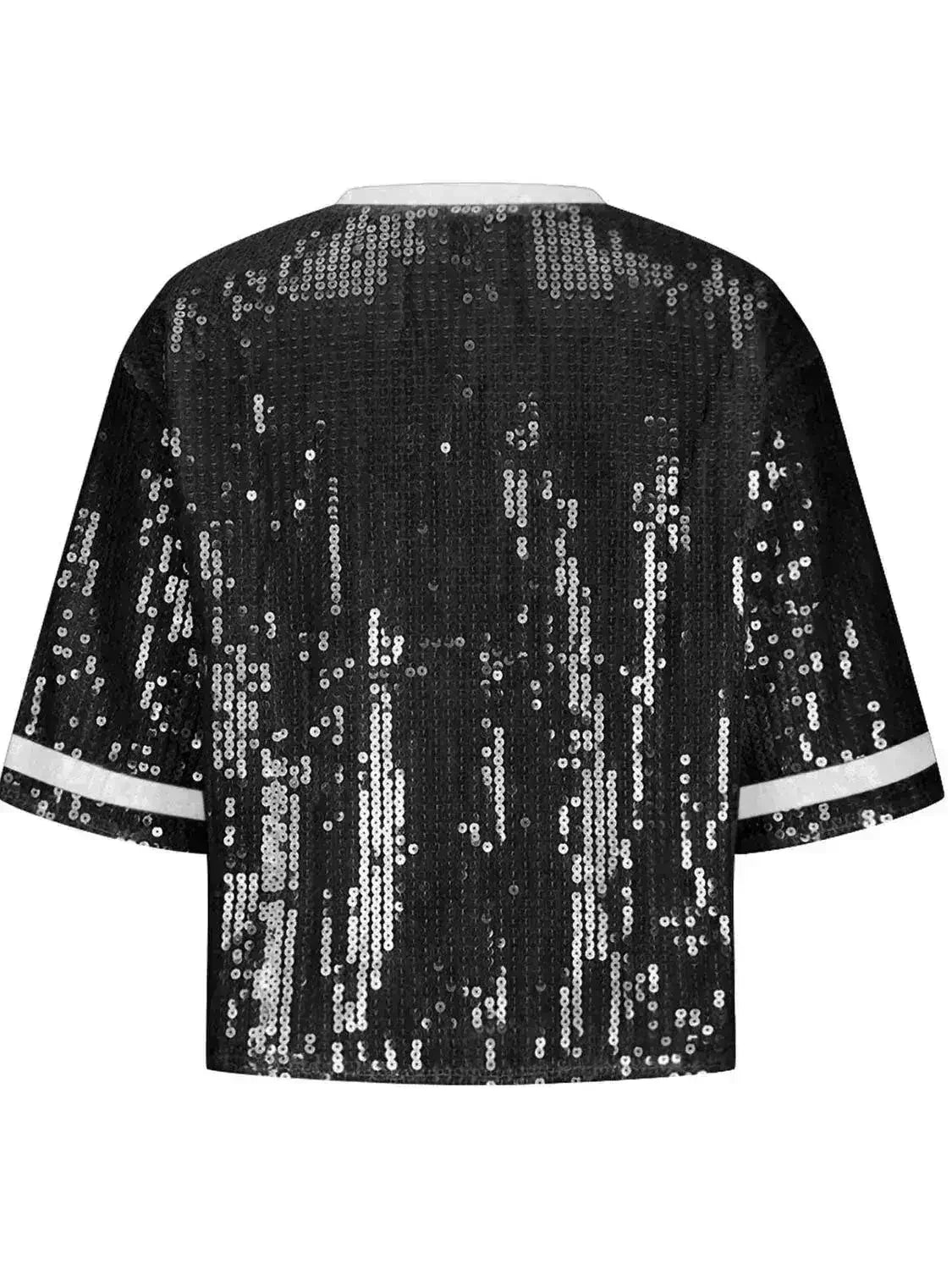 Sequin Football Top - Sparkling Half-Sleeve Blouse | Femstylo - Femstylo