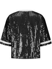 Sequin Football Top - Sparkling Half-Sleeve Blouse | Femstylo - Femstylo