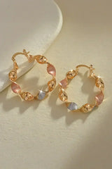 Gold Twisted Round Hoop Earrings - Femstylo