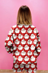 Red Santa Claus Graphic Christmas Pajama Set
