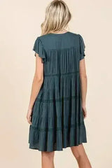 Mittoshop Lace Detail Ruffled Button Down Tiered Dress - Femstylo