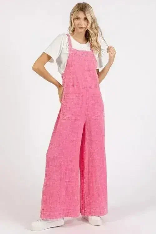 Textured Wide Leg Overalls – Stylish 100% Cotton Jumpsuit | Mittoshop - Femstylo