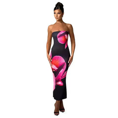 25 Edition – Backless Floral Draped Tube Maxi Dress (NICHE) - Femstylo