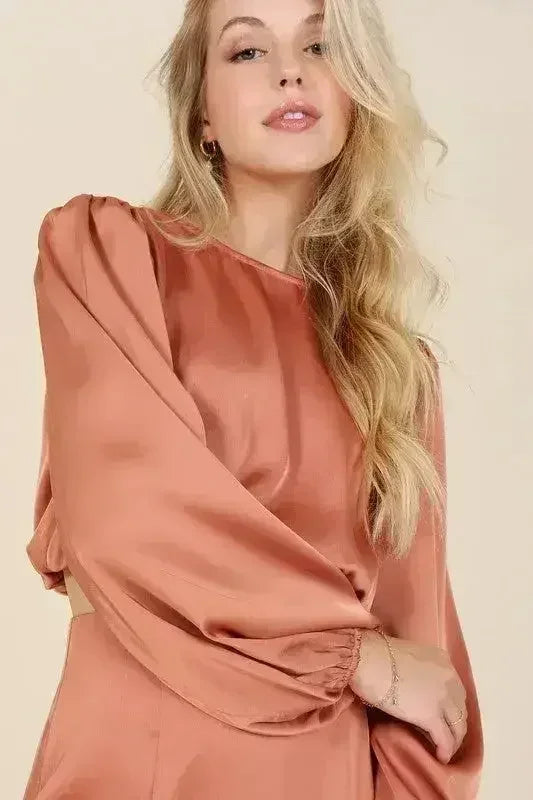 Dressed up satin two-piece mermaid dress set - Femstylo