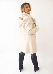 Wool Feel Double Breasted Hooded Coat - Femstylo