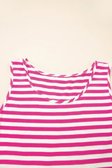 Black Stripe U Neck Sleeveless Loose Fit Mini Dress - Femstylo