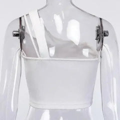 Glamaker One-Shoulder Drawstring Crop Top - Sexy Bodycon - Femstylo
