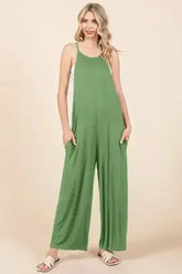 Culture Code Full Size Sleeveless Wide Leg Jumpsuit with Pockets - Femstylo
